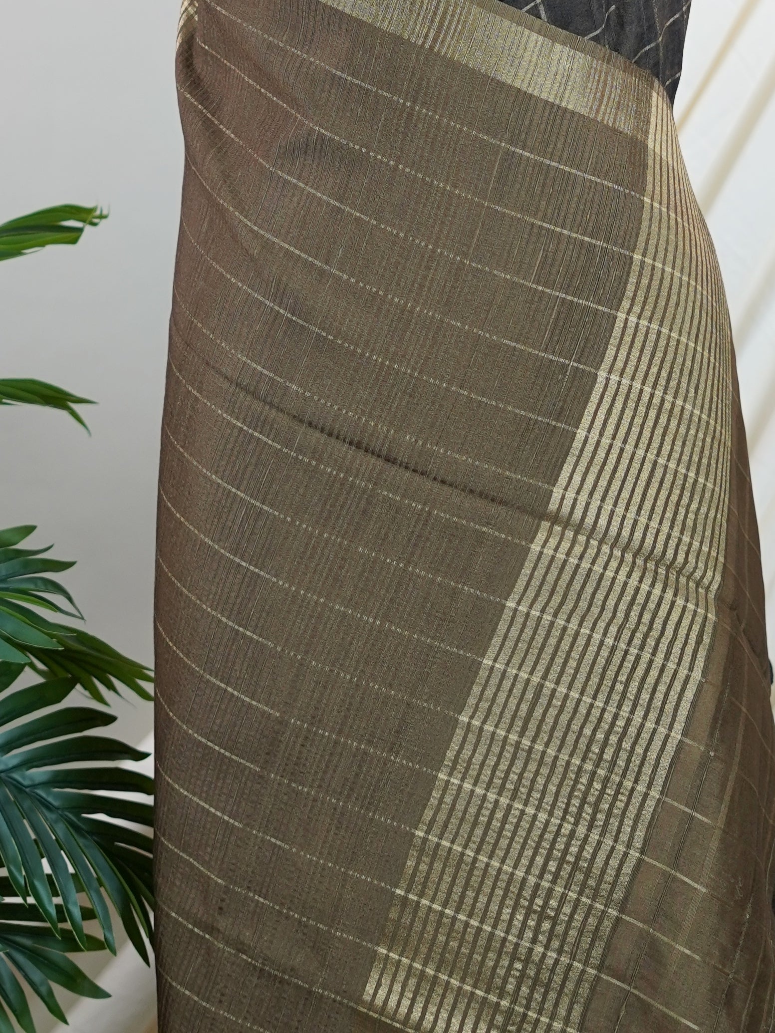 Tussars Black Semi Tussar - Manoranjitham Weaves - Handloom Store