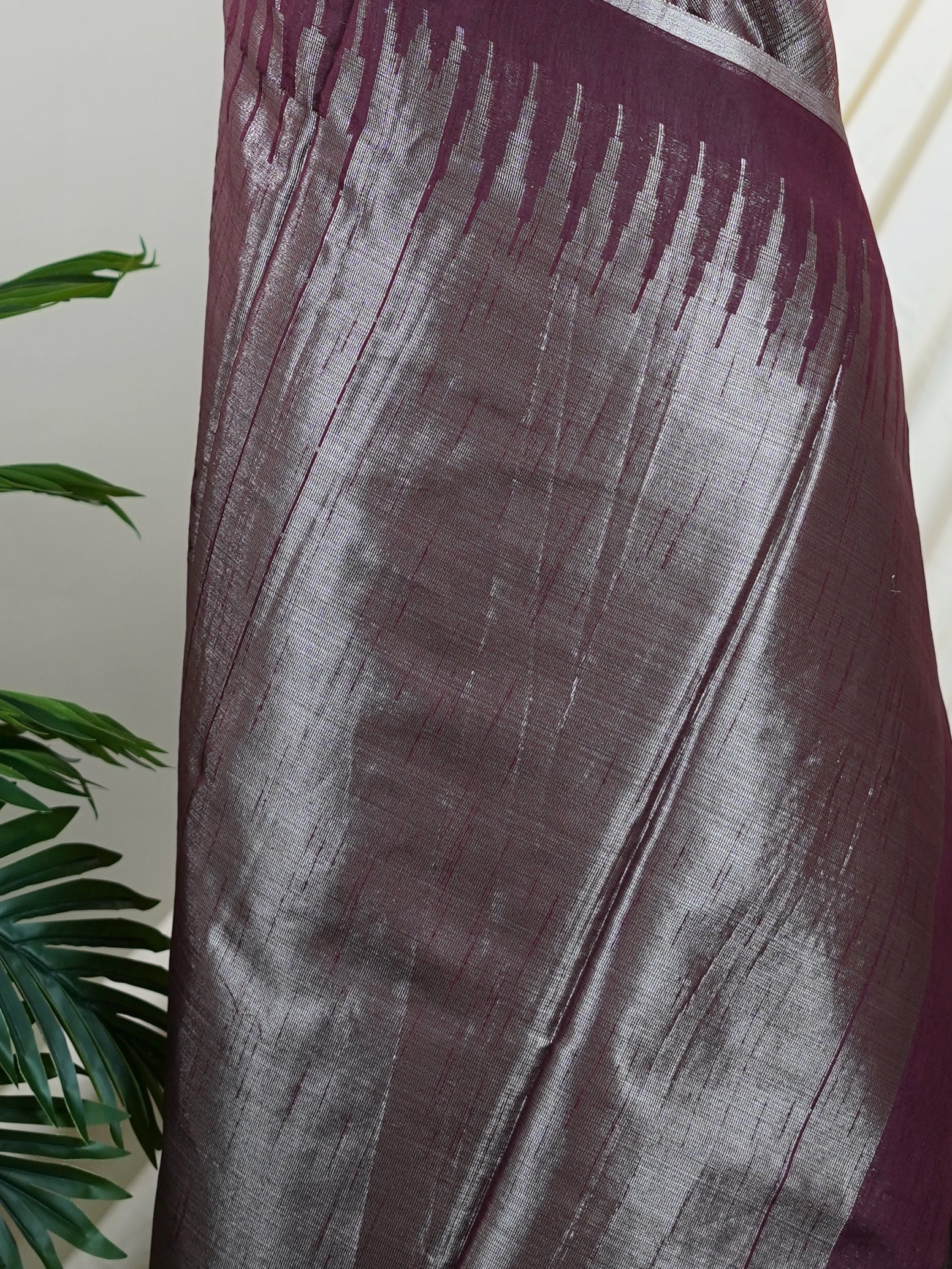 Tussars Maroon Semi Tussar - Manoranjitham Weaves - Handloom Store