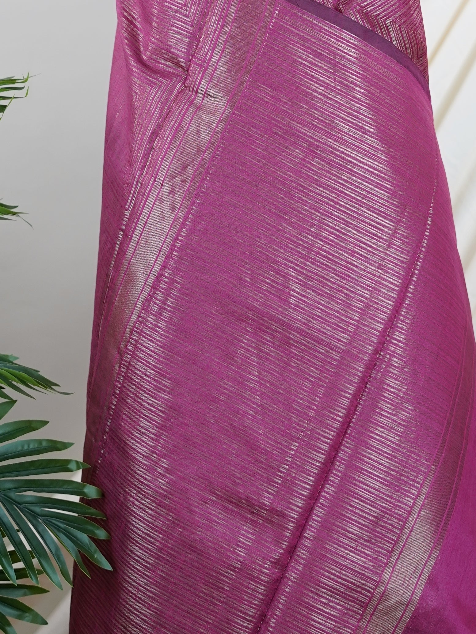 Tussars Pink Semi Tussar - Manoranjitham Weaves - Handloom Store