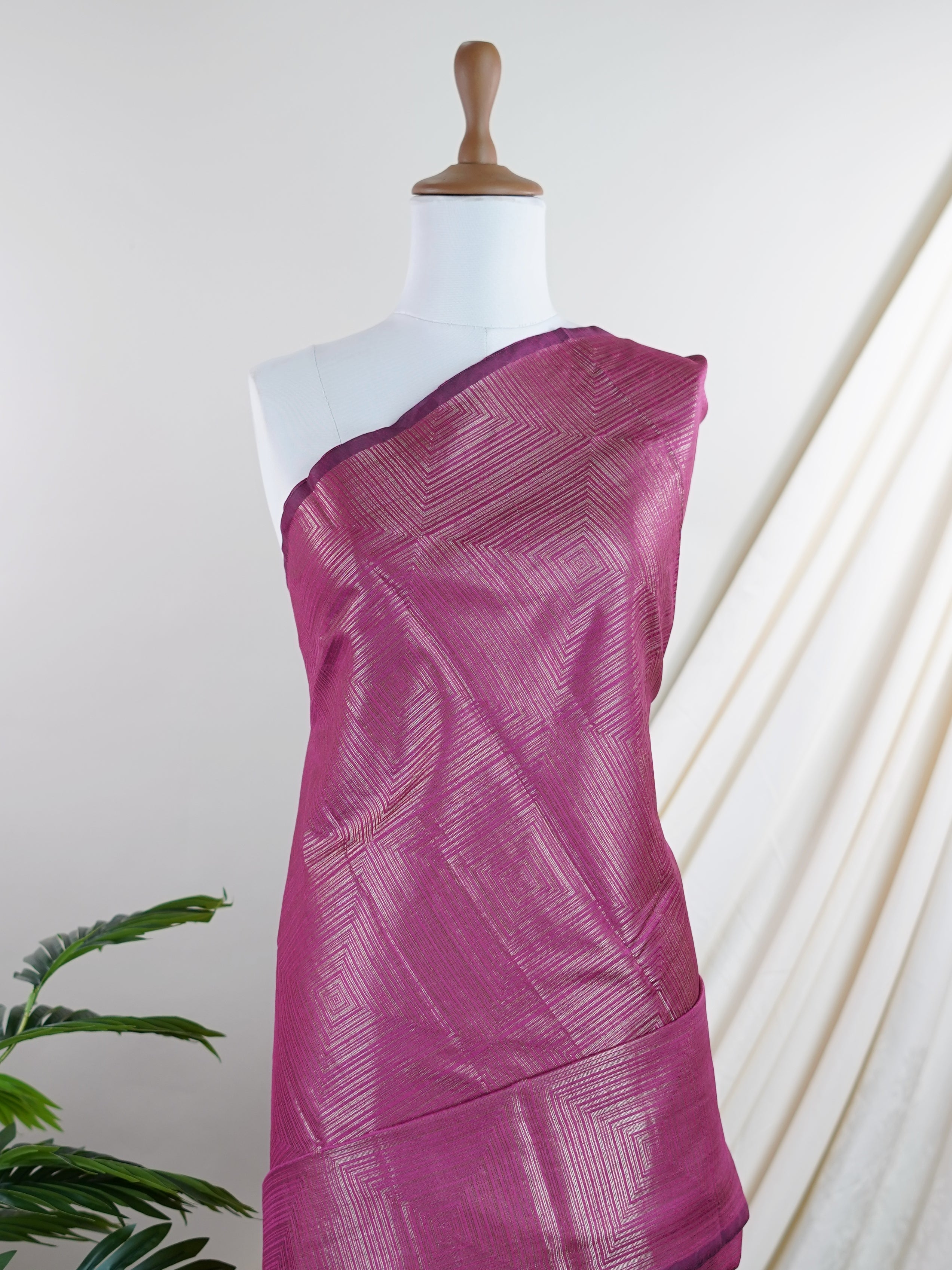 Tussars Pink Semi Tussar - Manoranjitham Weaves - Handloom Store