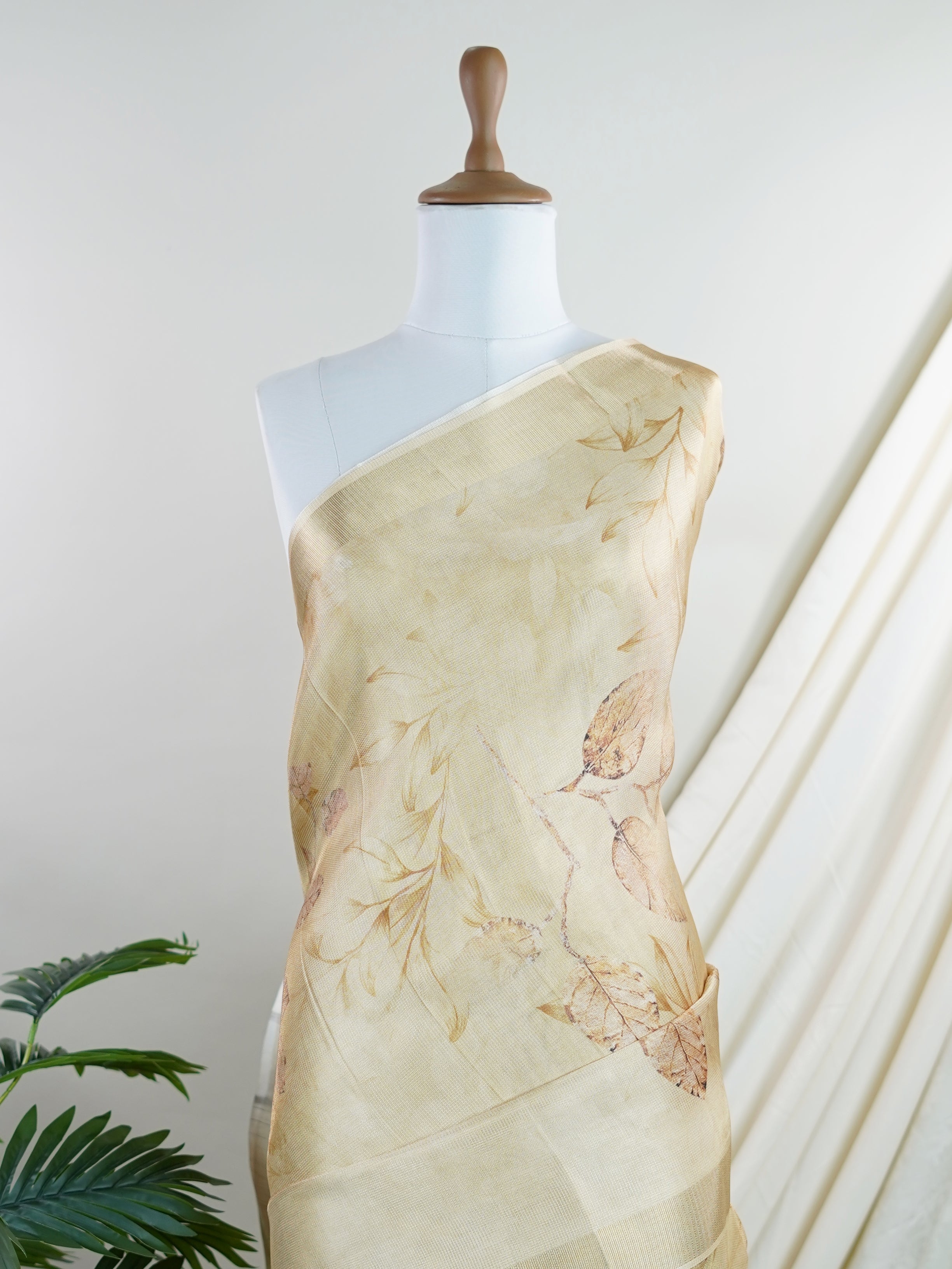 tissue Beige Semi Tissue - Manoranjitham Weaves - Handloom Store