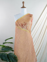 Linen Orange Semi Linen Tissue - Manoranjitham Weaves - Handloom Store