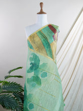 Tissue Green Semi Linen Tissue - Manoranjitham Weaves - Handloom Store