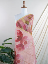 Tissue Pink Semi Linen Tissue - Manoranjitham Weaves - Handloom Store