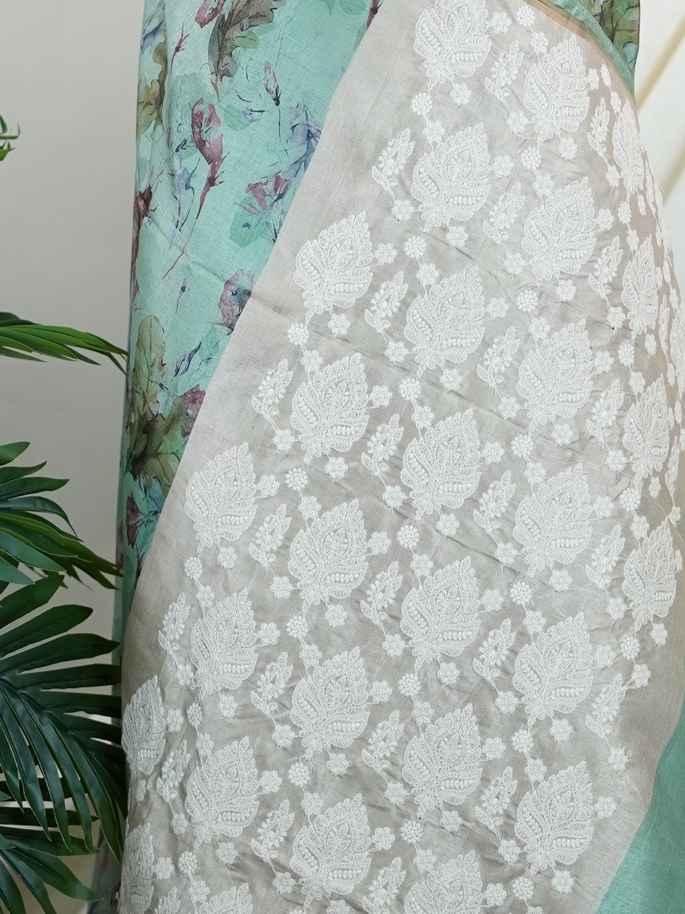 Katan Cream Semi Silk - Manoranjitham Weaves - Handloom Store