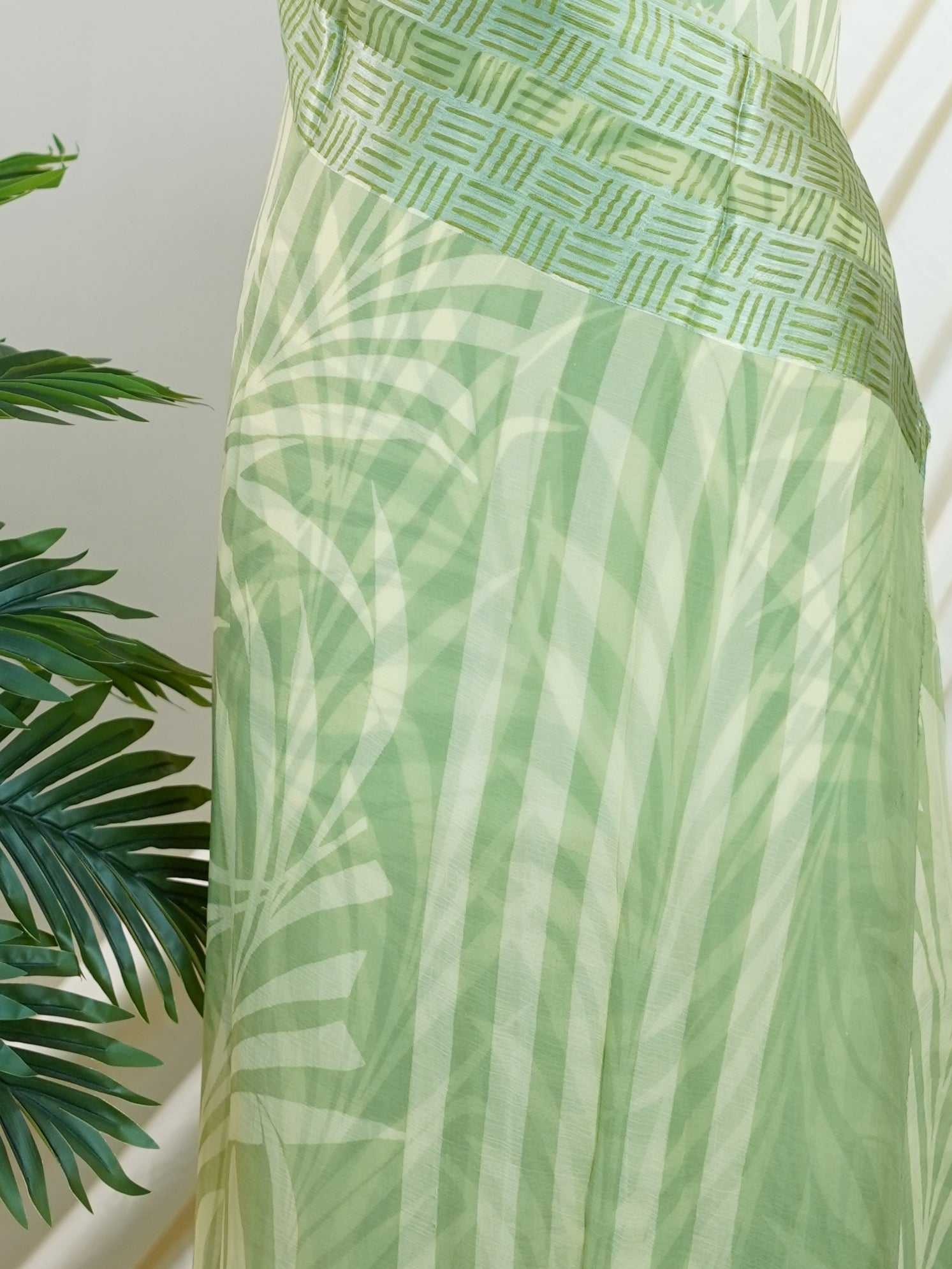 Satin Green Chiffon - Manoranjitham Weaves - Handloom Store