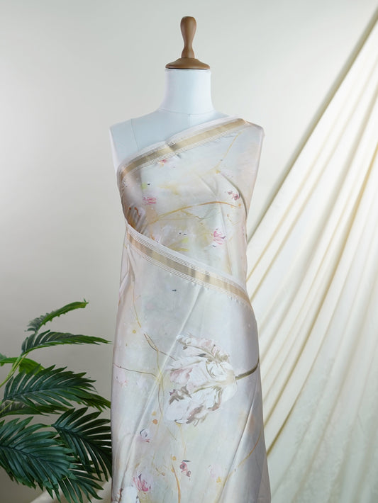 Mushru Grey Semi Mushru - Manoranjitham Weaves - Handloom Store