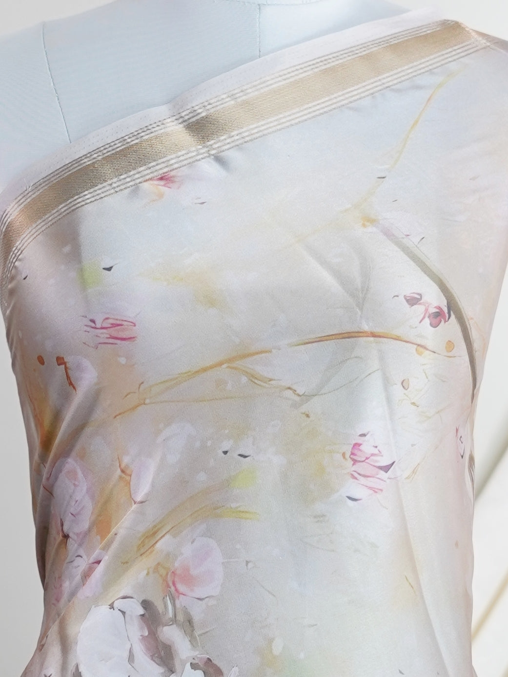 Mushru Grey Semi Mushru - Manoranjitham Weaves - Handloom Store