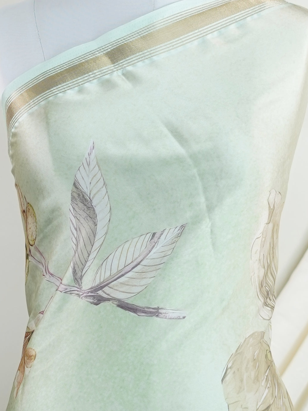 Mushru Light Green Semi Mushru - Manoranjitham Weaves - Handloom Store