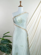 Mushru Light Green Semi Mushru - Manoranjitham Weaves - Handloom Store