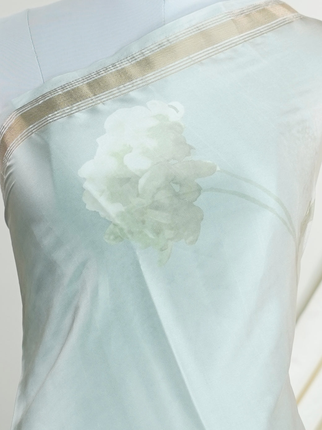 Mushru Light Green Semi Mushru - Manoranjitham Weaves - Handloom Store