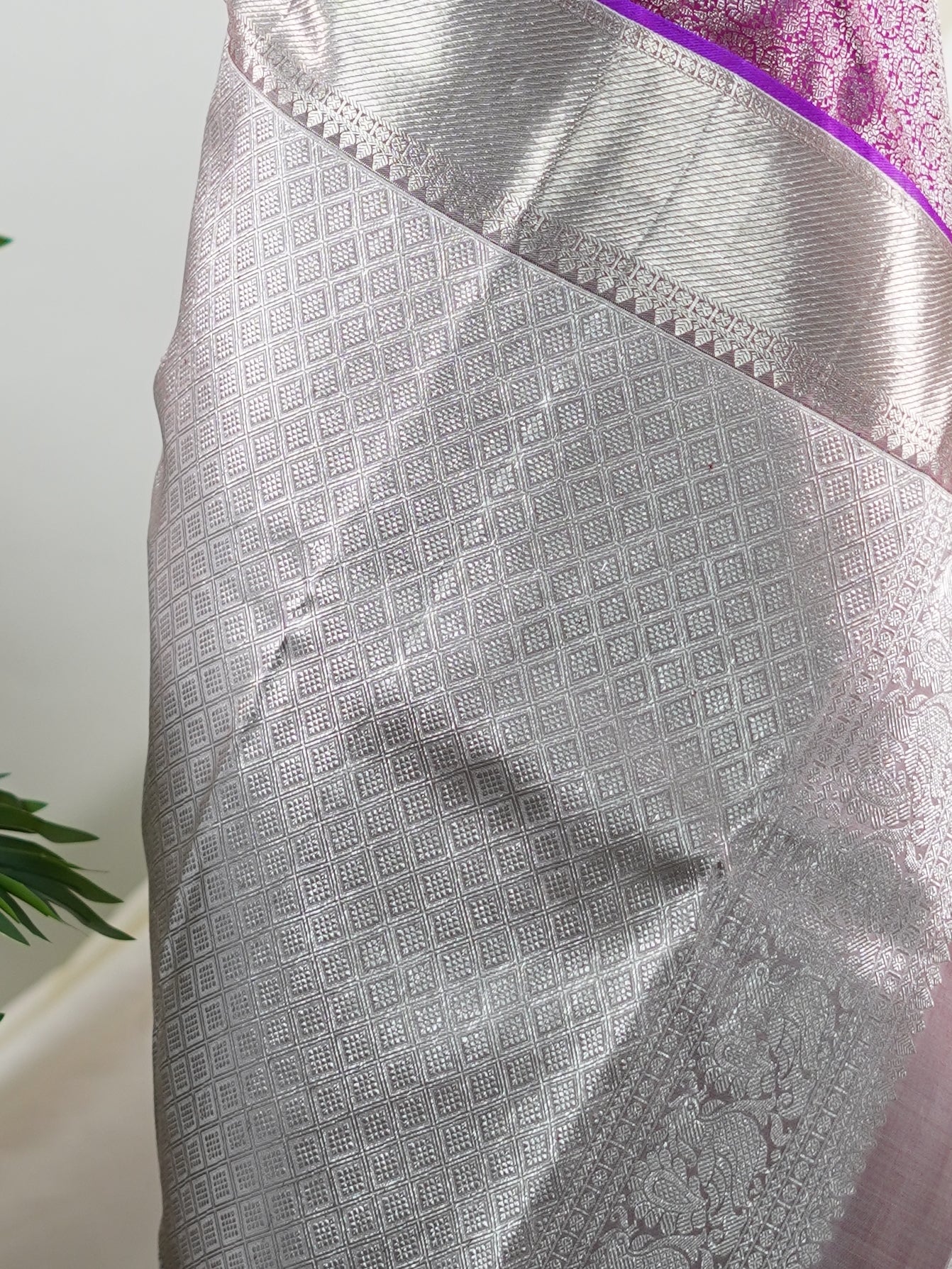 Kanchipuram Silk Magenta 100% Pure Silk - Manoranjitham Weaves - Handloom Store