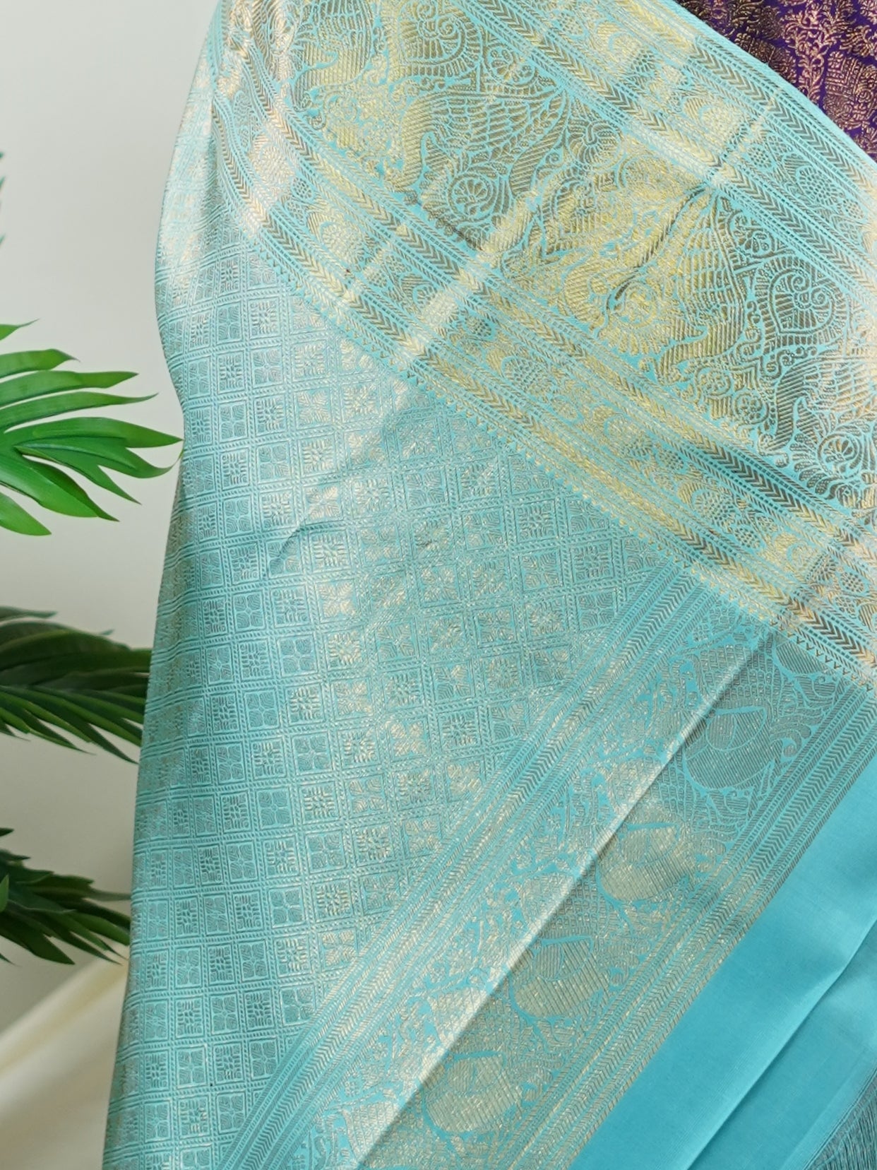 Kanchipuram Silk Cream 100% Pure Silk - Manoranjitham Weaves - Handloom Store