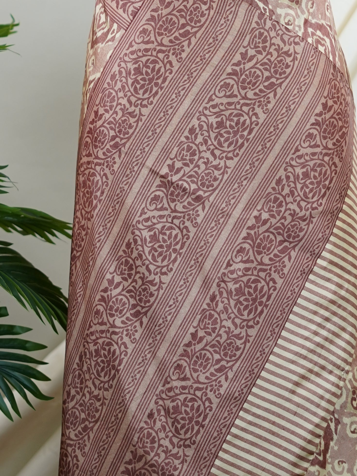 Satin Salmon Semi Mushru - Manoranjitham Weaves - Handloom Store