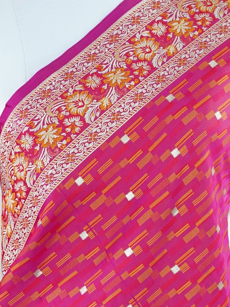 Katan Pink Semi Katan Silk - Manoranjitham Weaves - Handloom Store