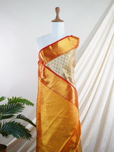 Kanchipuram Silk Orange 100% Pure Silk - Manoranjitham Weaves - Handloom Store