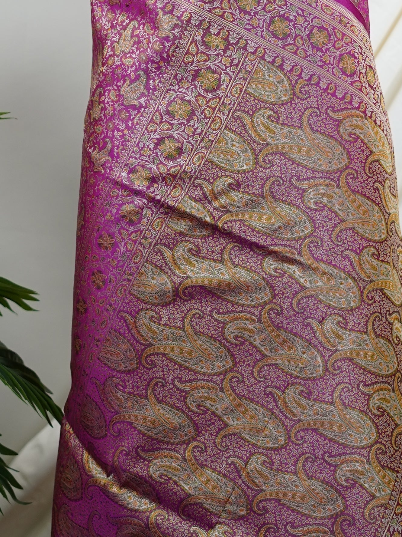 Katan Pink Semi Mushru - Manoranjitham Weaves - Handloom Store