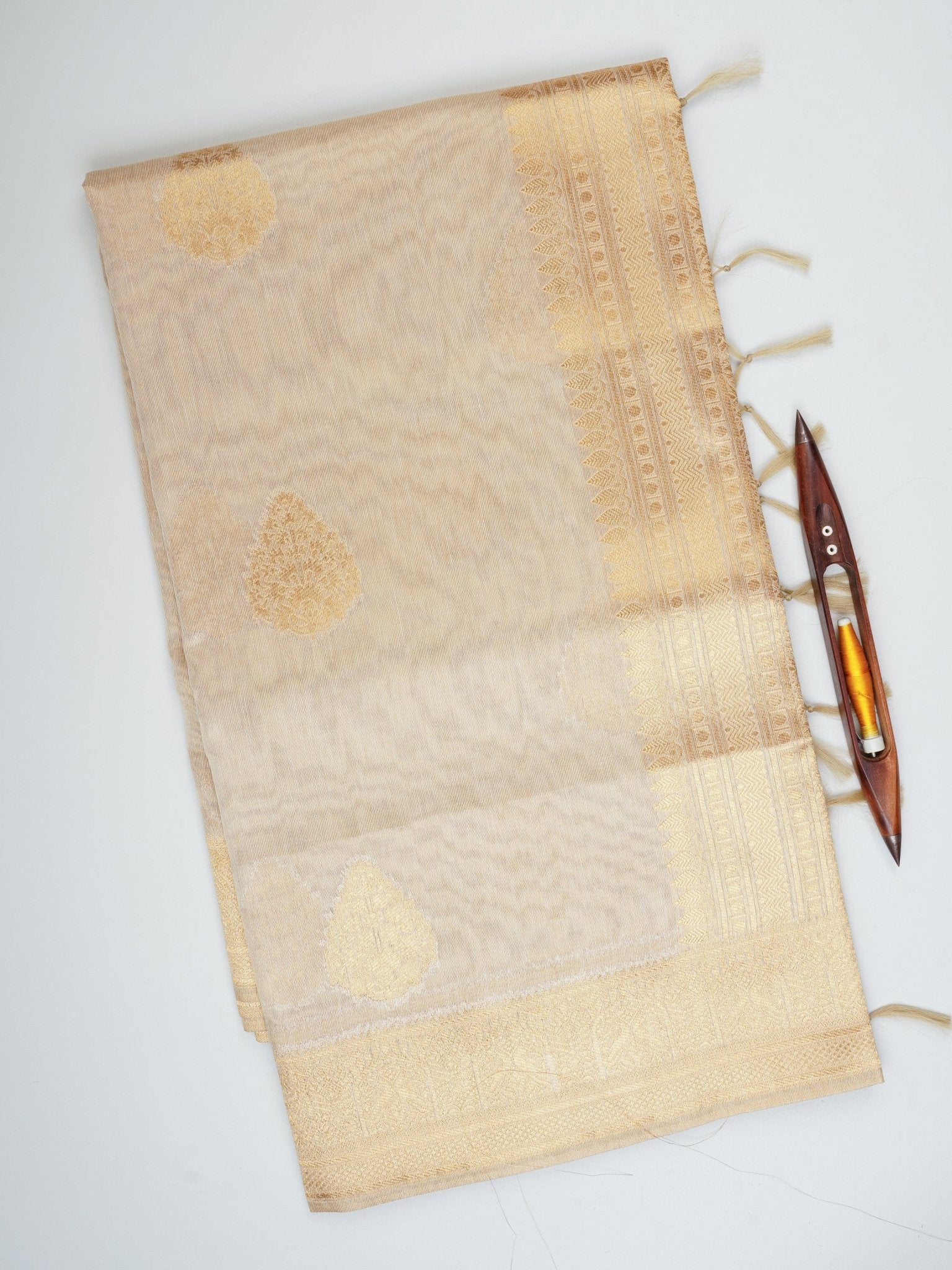 tissue Gold Kora Semi Tissue - Manoranjitham Weaves - Handloom Store