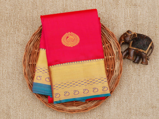 Kanchipuram Silk Magenta 100% Pure Silk - Manoranjitham Weaves - Handloom Store