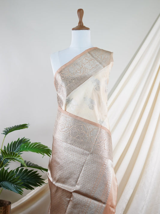 Venkatagiri Silk Cream 100% Pure Silk - Manoranjitham Weaves - Handloom Store