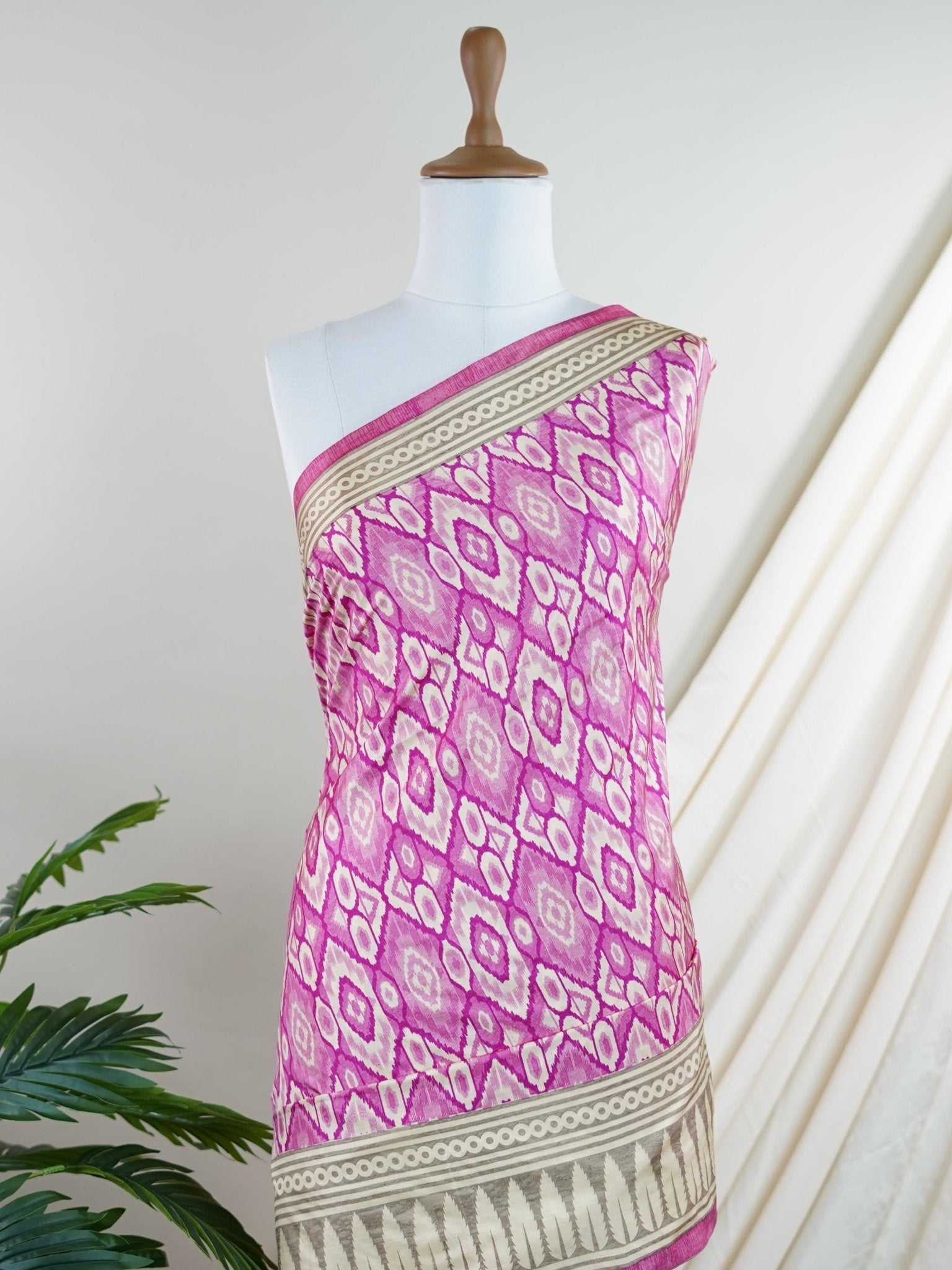 Satin Pink Semi Mushru - Manoranjitham Weaves - Handloom Store