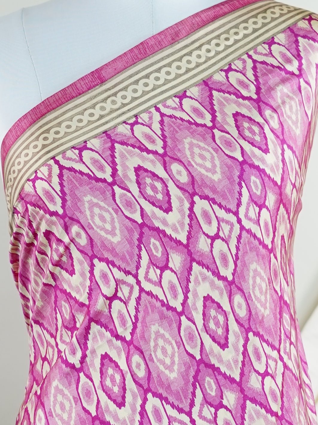 Satin Pink Semi Mushru - Manoranjitham Weaves - Handloom Store