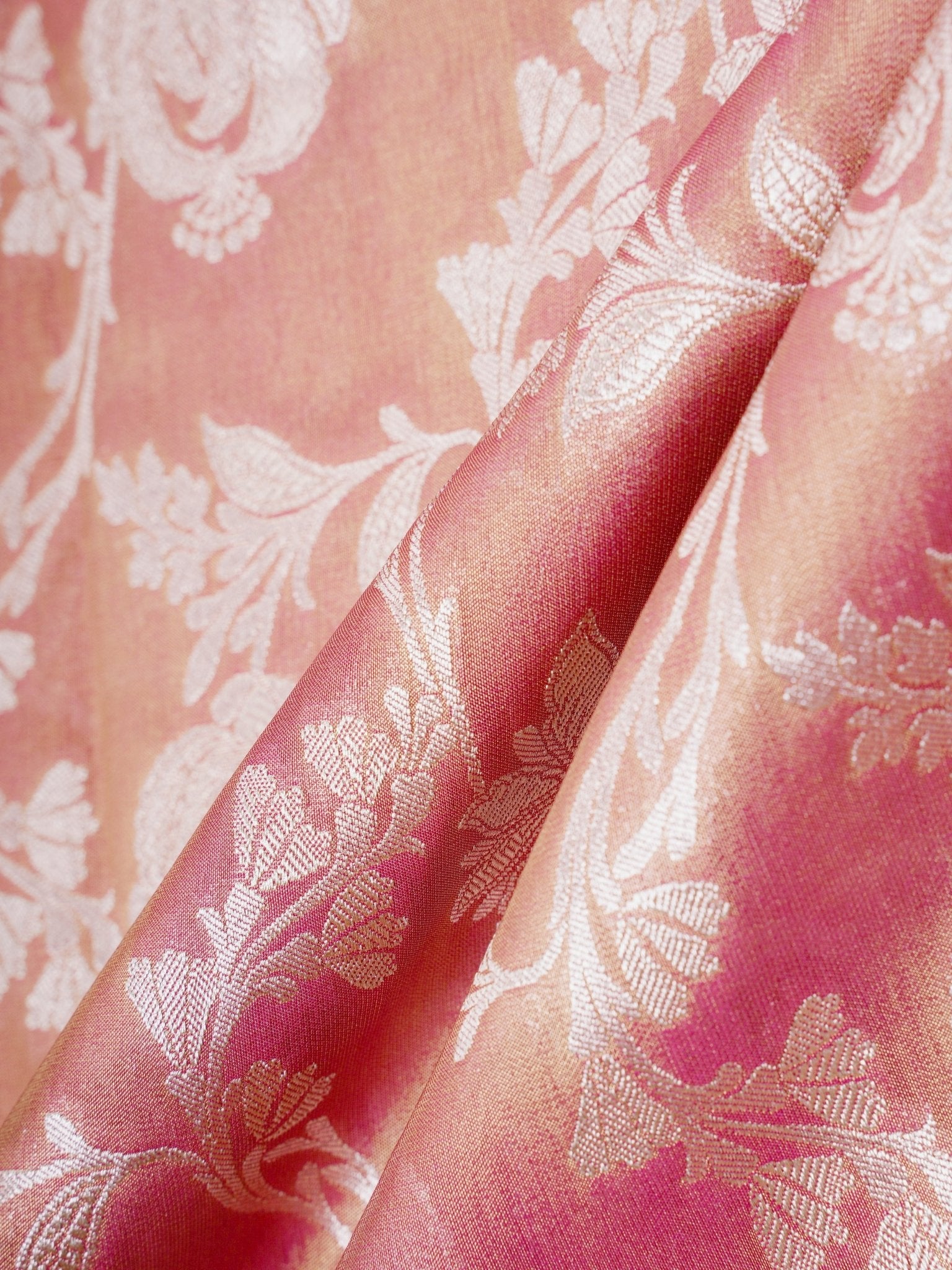 Semi Silk Pink Semi Tissue - Manoranjitham Weaves - Handloom Store