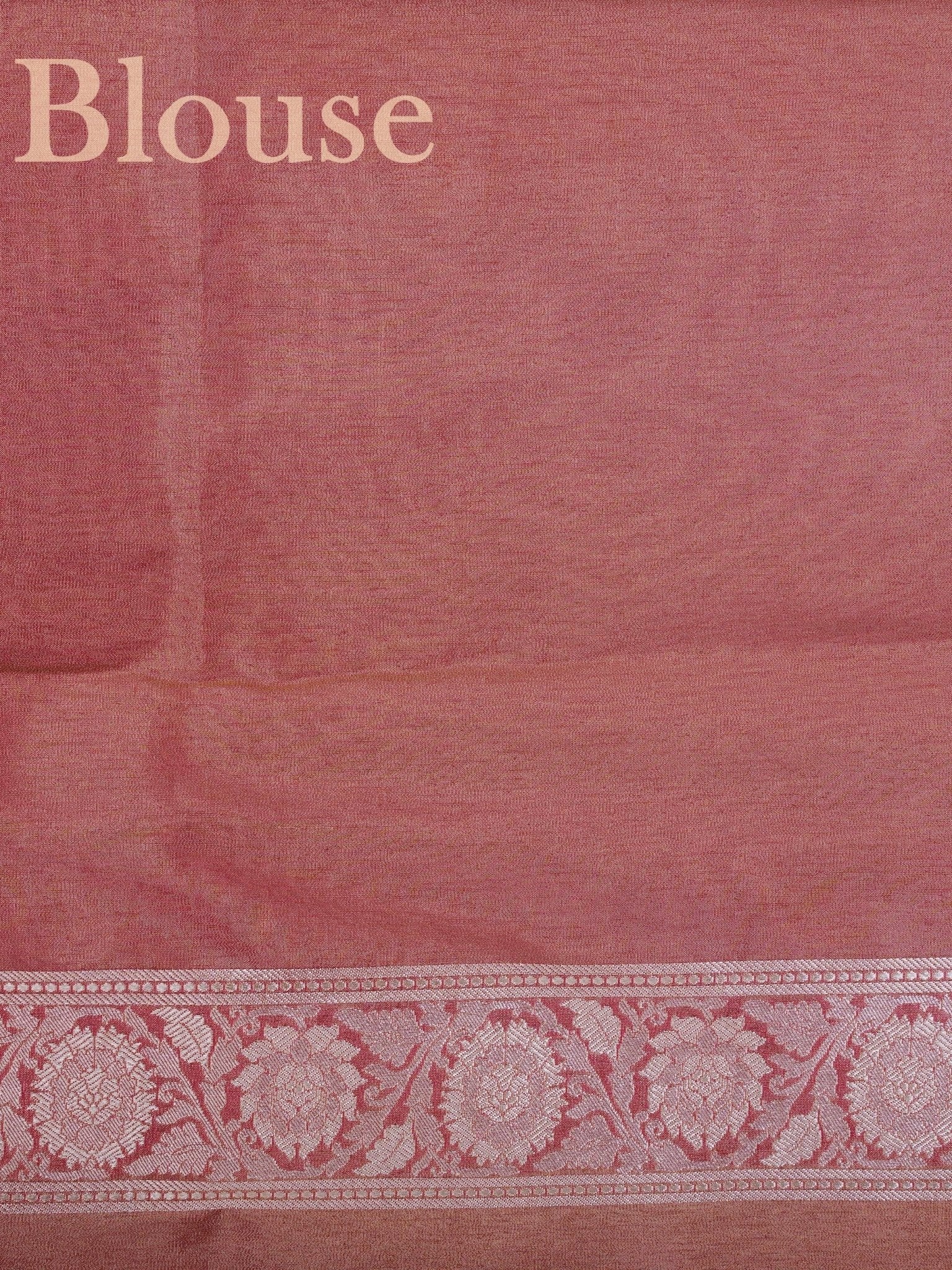 Semi Silk Pink Semi Tissue - Manoranjitham Weaves - Handloom Store