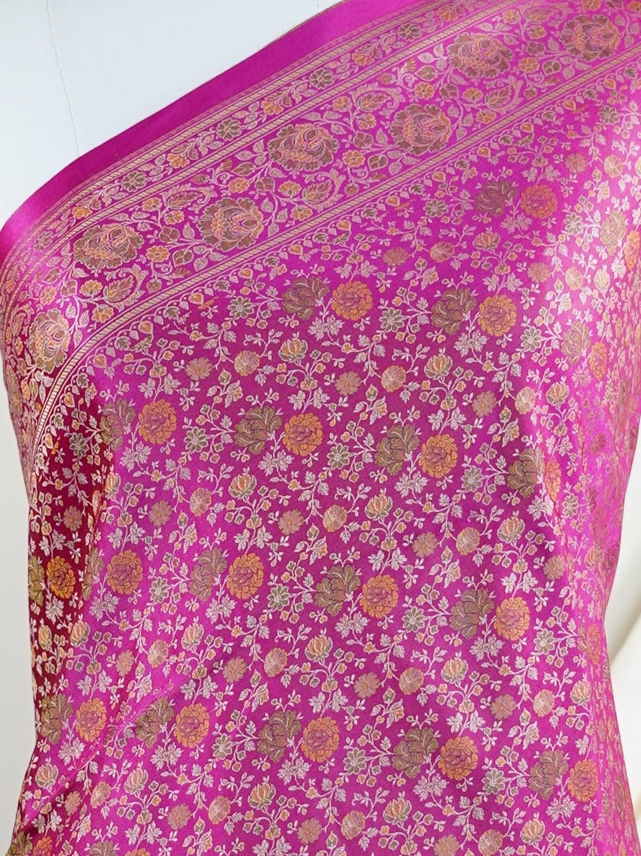 Katan Pink Semi Mushru - Manoranjitham Weaves - Handloom Store