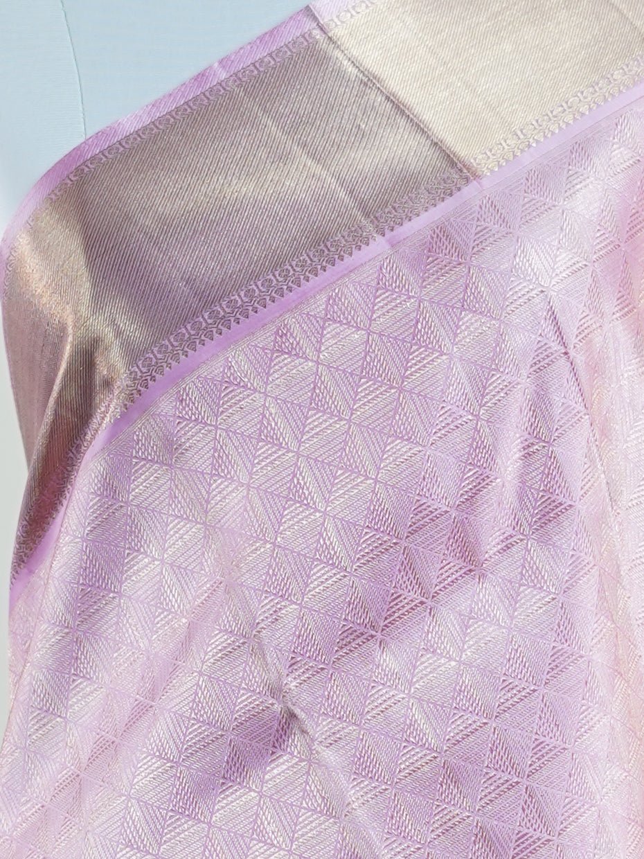 Kanchipuram Silk Baby Pink 100% Pure Silk - Manoranjitham Weaves - Handloom Store