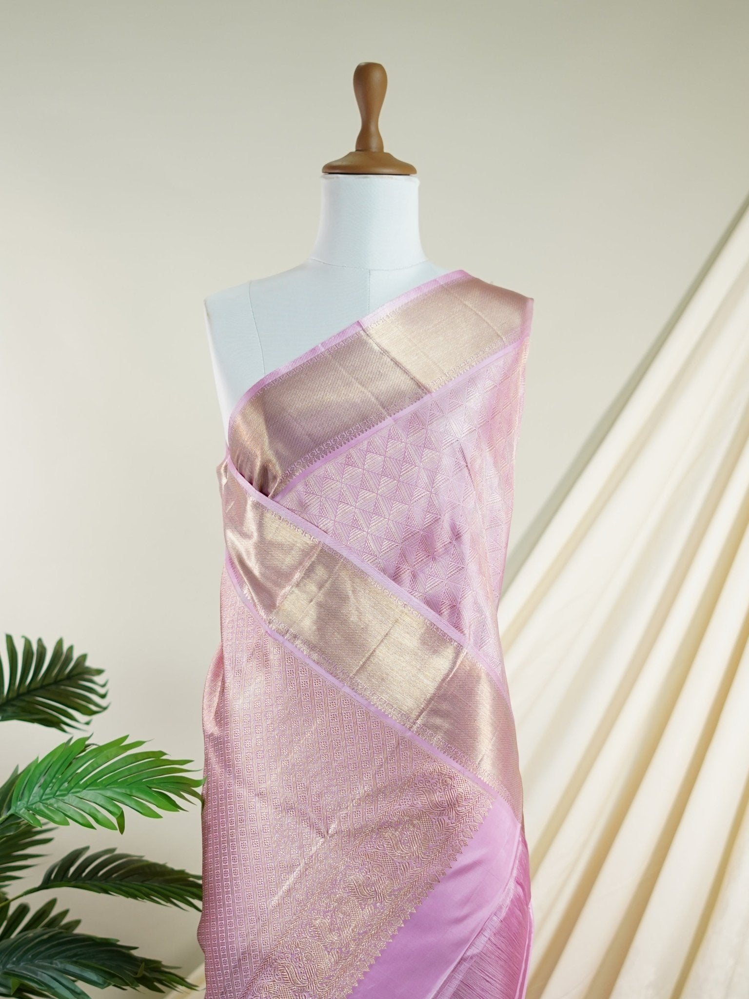 Kanchipuram Silk Baby Pink 100% Pure Silk - Manoranjitham Weaves - Handloom Store