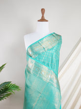 Kanchipuram Silk Cyan 100% Pure Silk - Manoranjitham Weaves - Handloom Store