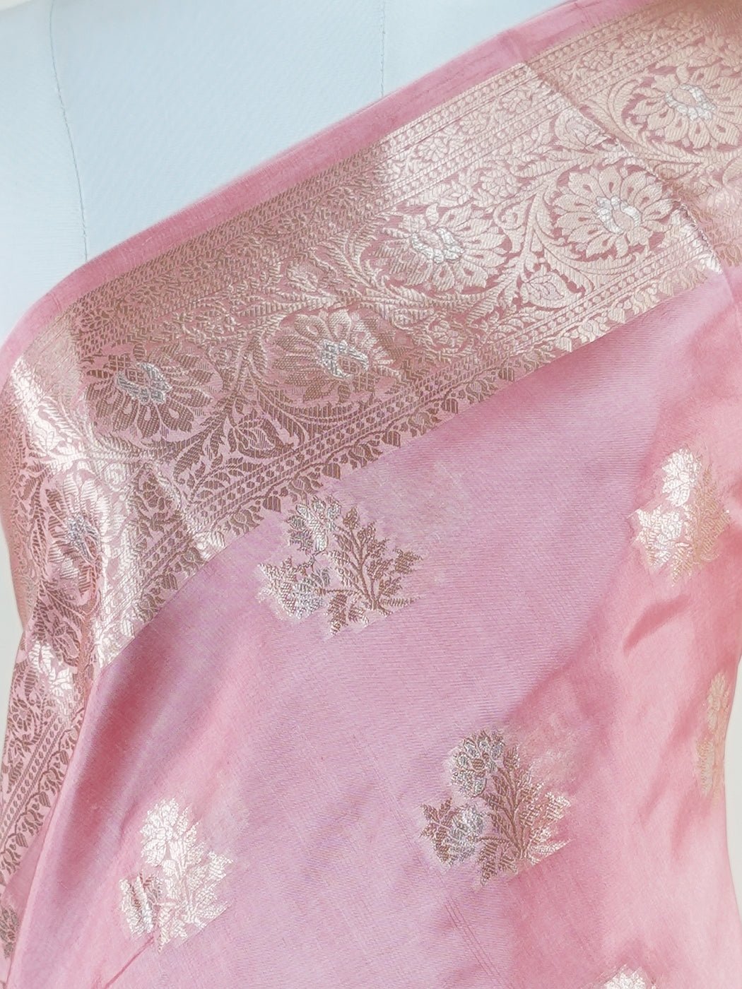 Chiniya Silk Peach 100% Pure Katan Soft Silk - Manoranjitham Weaves - Handloom Store