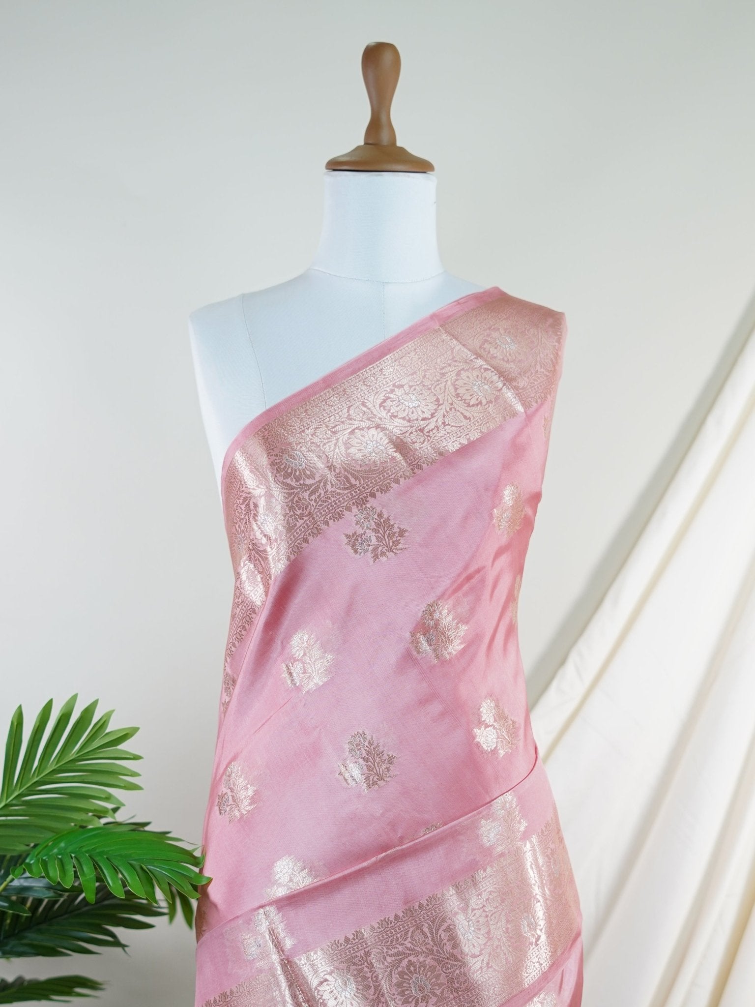 Chiniya Silk Peach 100% Pure Katan Soft Silk - Manoranjitham Weaves - Handloom Store