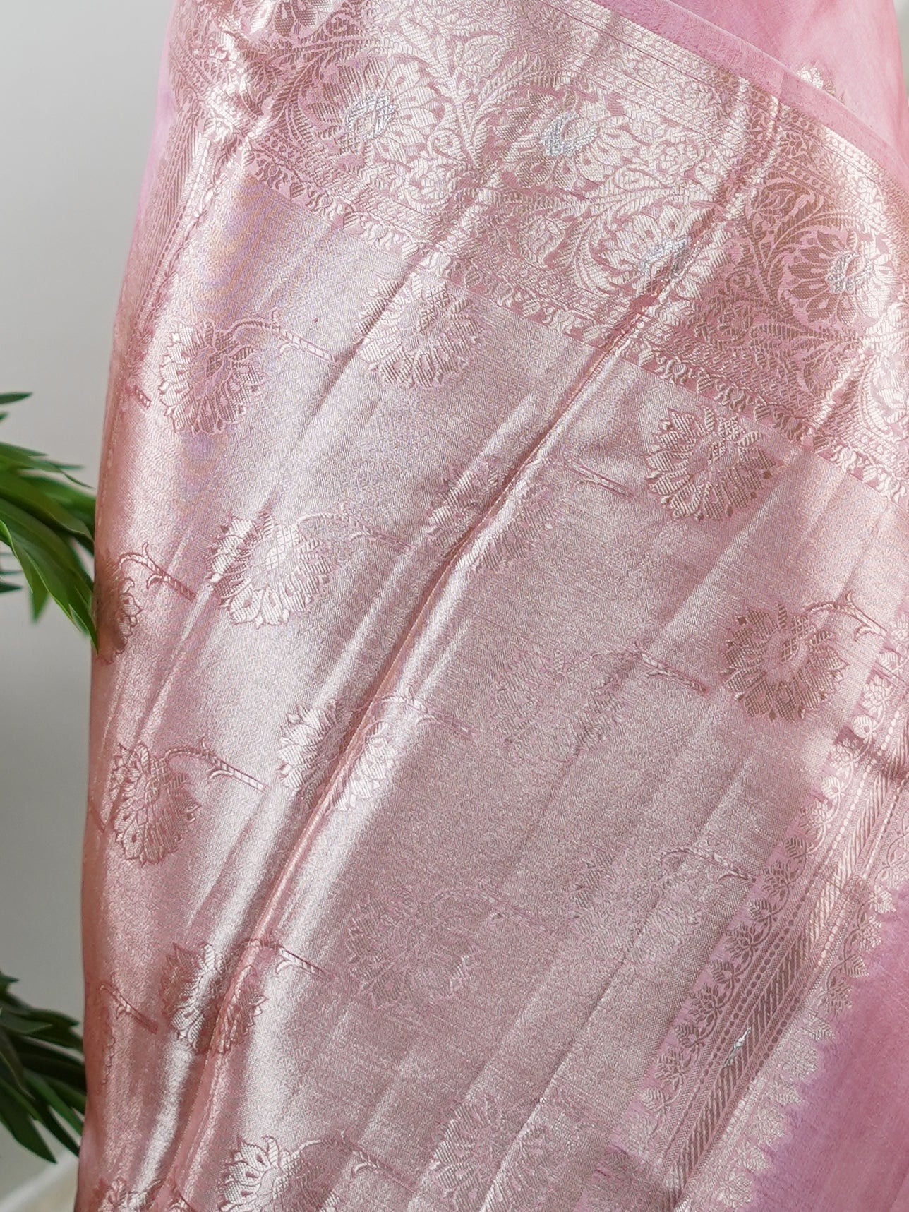 Chiniya Silk Peach 100% Pure Katan Soft Silk - Manoranjitham Weaves - Handloom Store
