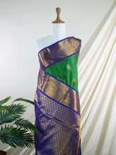 Kanchipuram Silk Blue 100% Pure Silk - Manoranjitham Weaves - Handloom Store