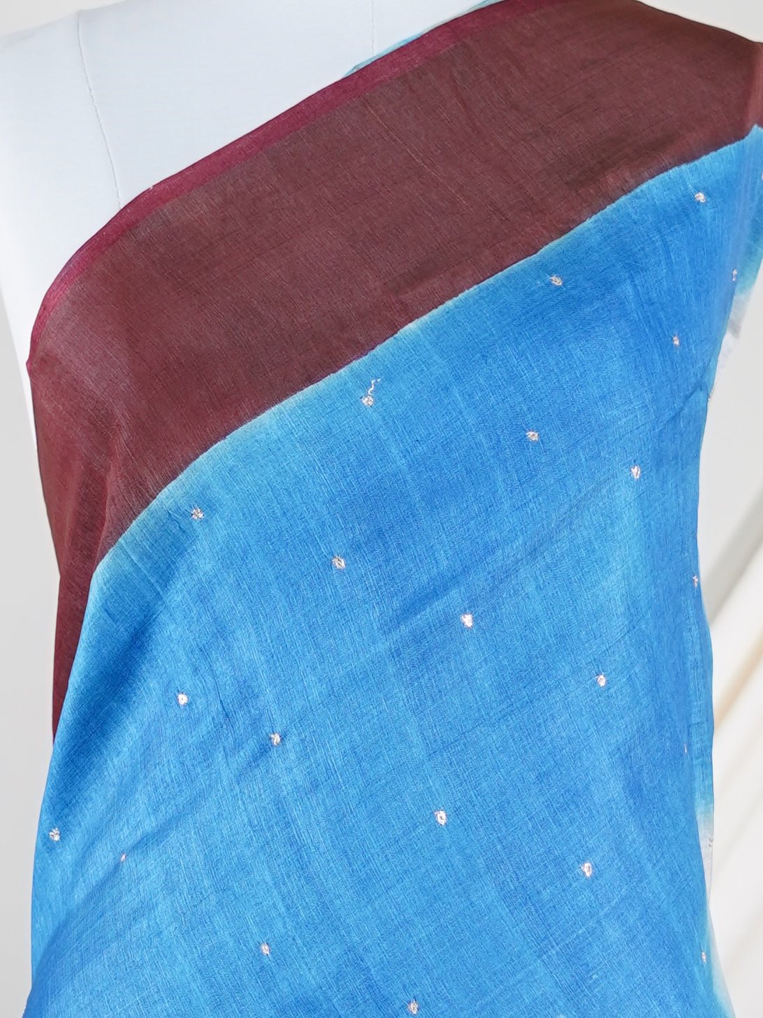 Tussars Blue 100% Pure Tussar - Manoranjitham Weaves - Handloom Store