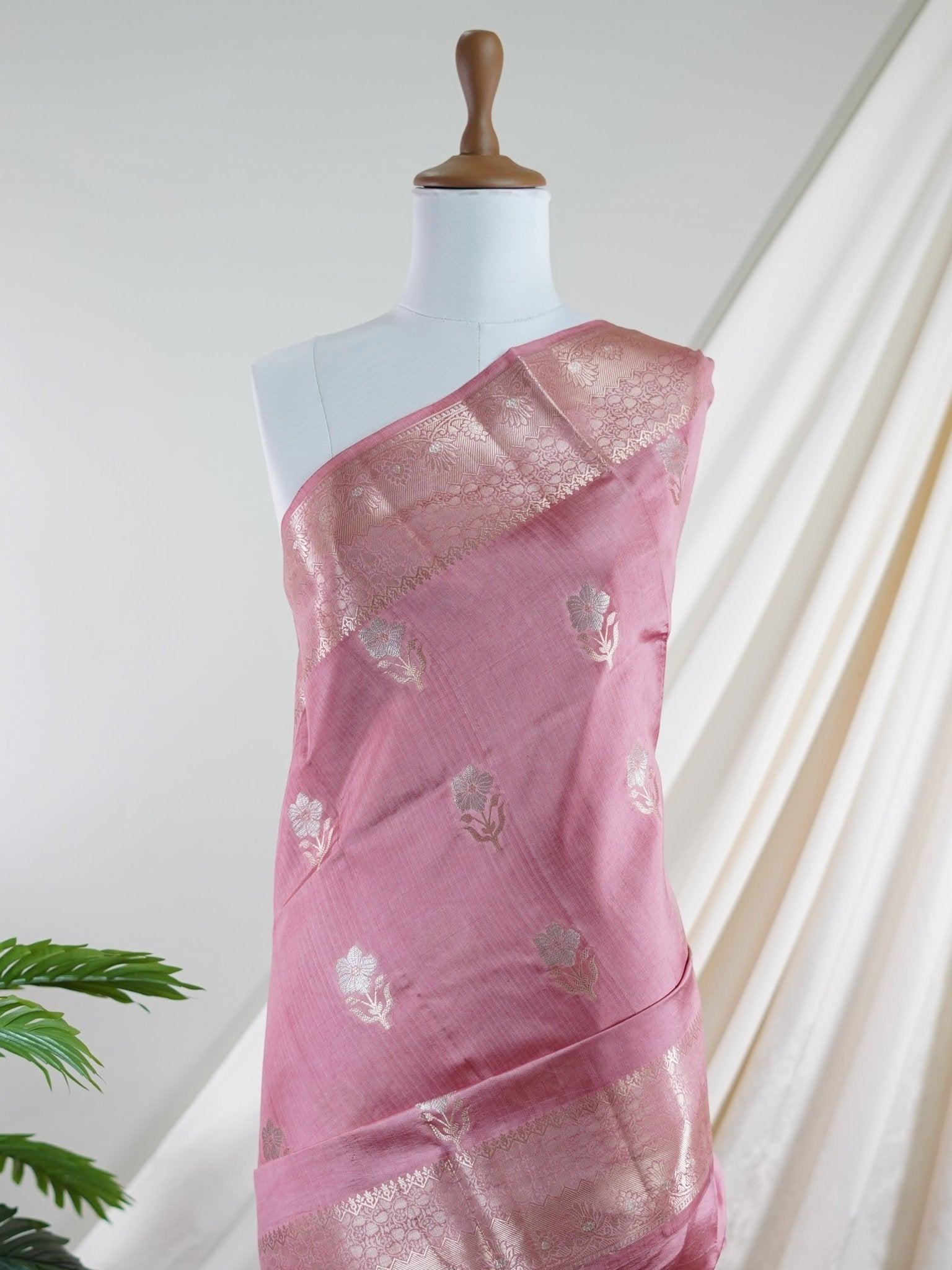 Chiniya Silk Peach 100% Pure Katan Soft Silk - Manoranjitham Weaves - Handloom Store
