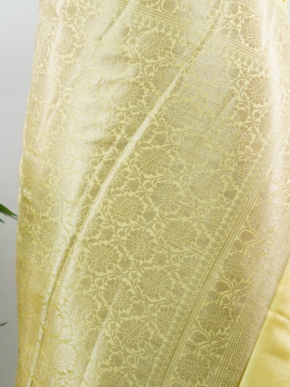 Chiniya Silk Yellow 100% Pure Katan Soft Silk - Manoranjitham Weaves - Handloom Store
