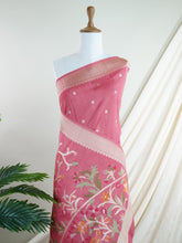 Georgette Pink Tussar Georgette - Manoranjitham Weaves - Handloom Store