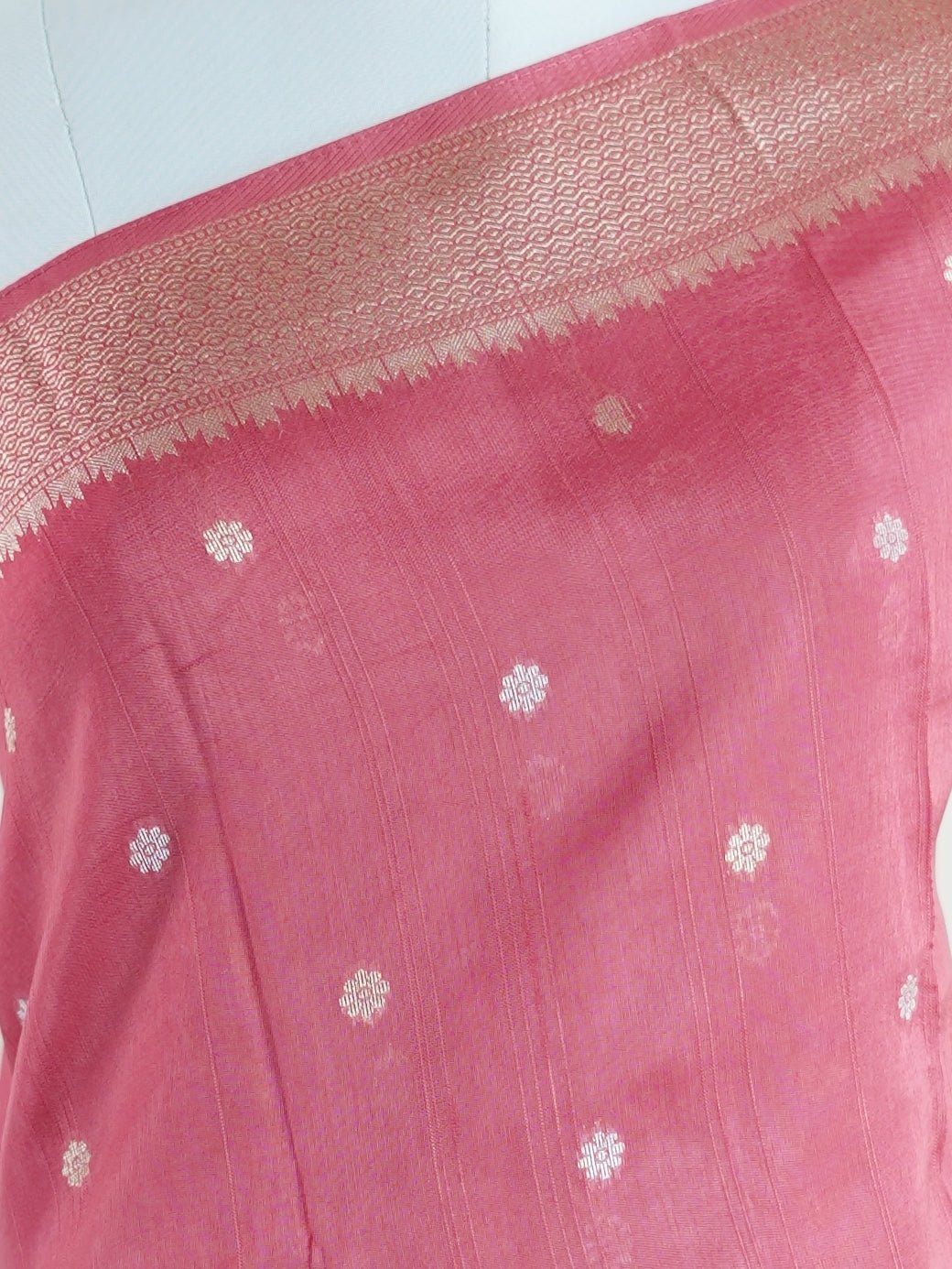 Georgette Pink Tussar Georgette - Manoranjitham Weaves - Handloom Store