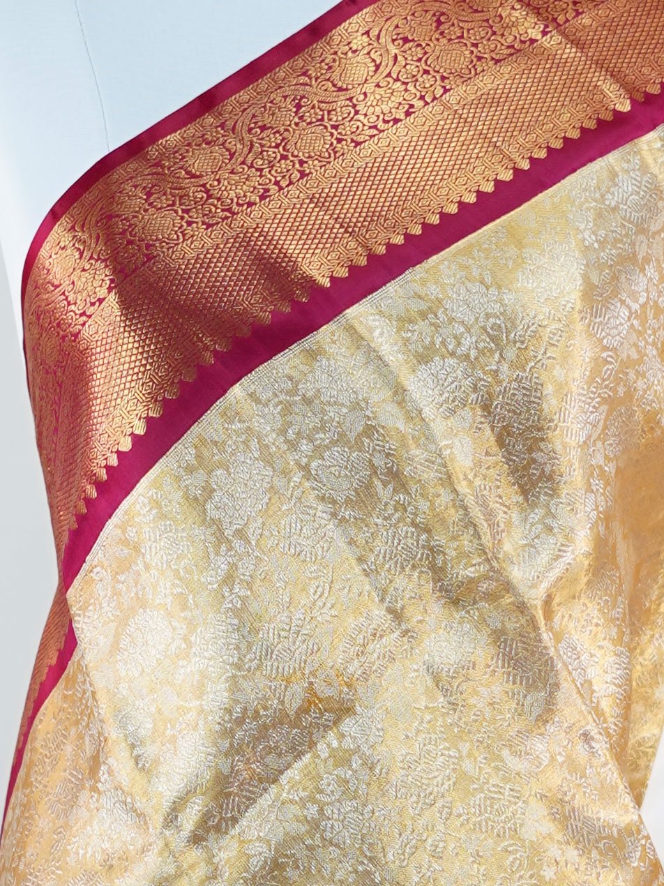 Kanchipuram Silk Gold 100% Pure Silk - Manoranjitham Weaves - Handloom Store