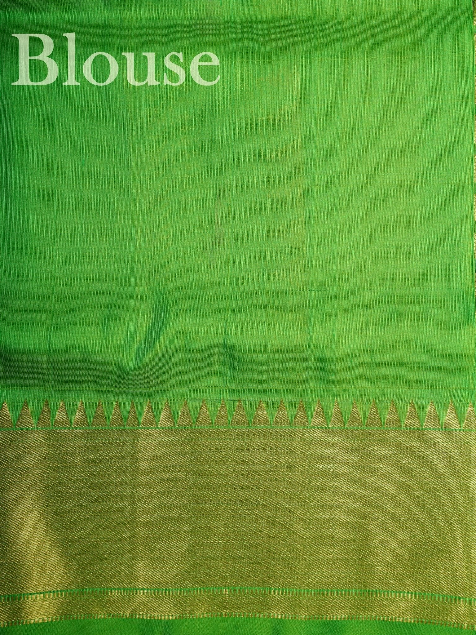 Venkatagiri Silk Green 100% Pure Silk - Manoranjitham Weaves - Handloom Store
