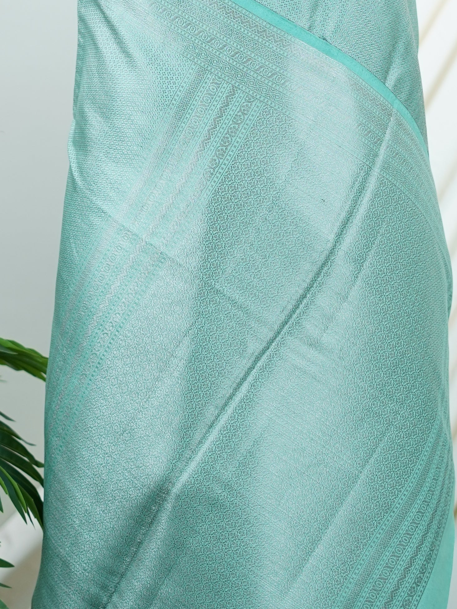 Chiniya Silk Powder Blue 100% Pure Katan Soft Silk - Manoranjitham Weaves - Handloom Store