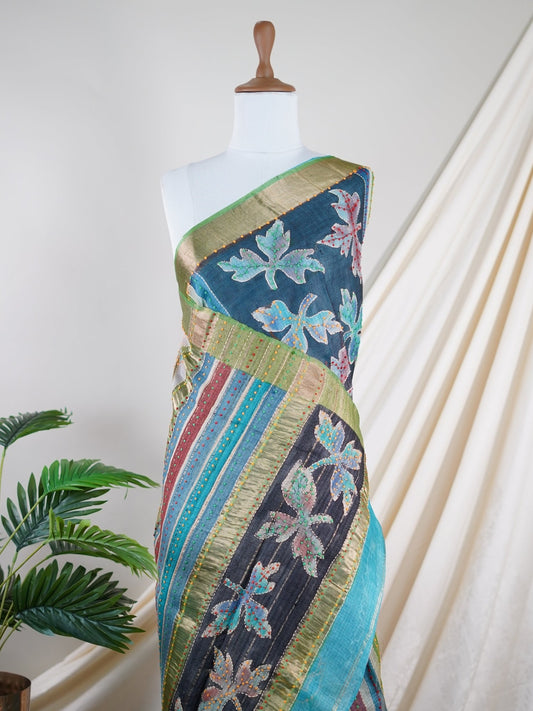 Tussars Cream Kota - Manoranjitham Weaves - Handloom Store