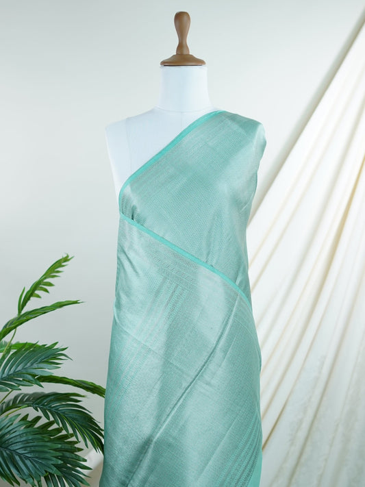 Chiniya Silk Powder Blue 100% Pure Katan Soft Silk - Manoranjitham Weaves - Handloom Store