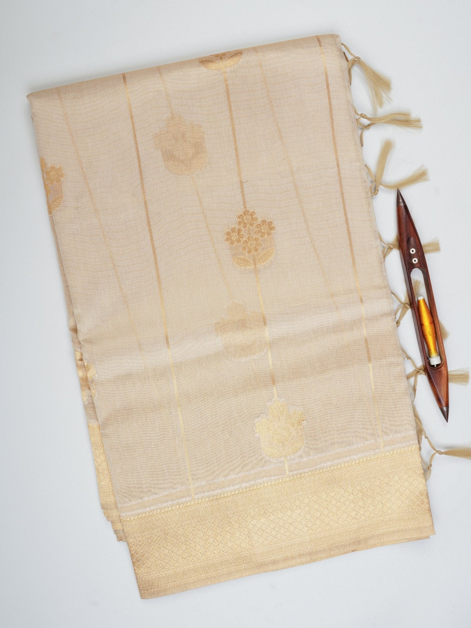tissue Gold Kora Semi Tissue - Manoranjitham Weaves - Handloom Store