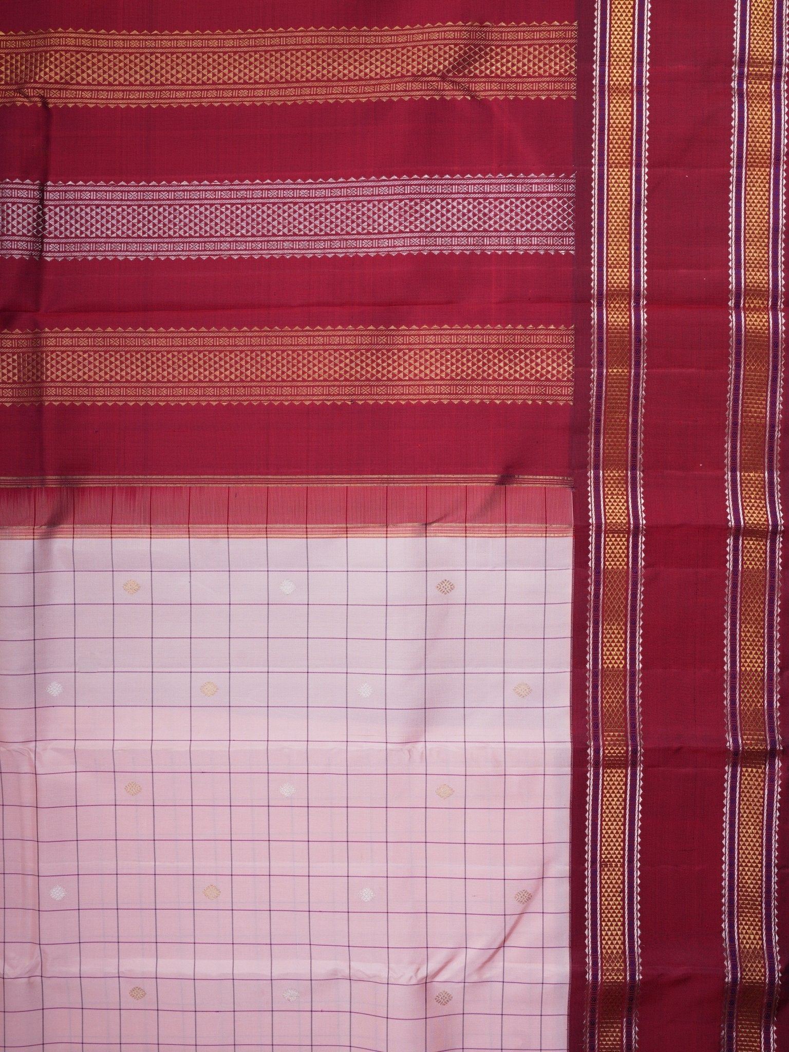 Kanchipuram Silk Pink 100% Pure Silk - Manoranjitham Weaves - Handloom Store