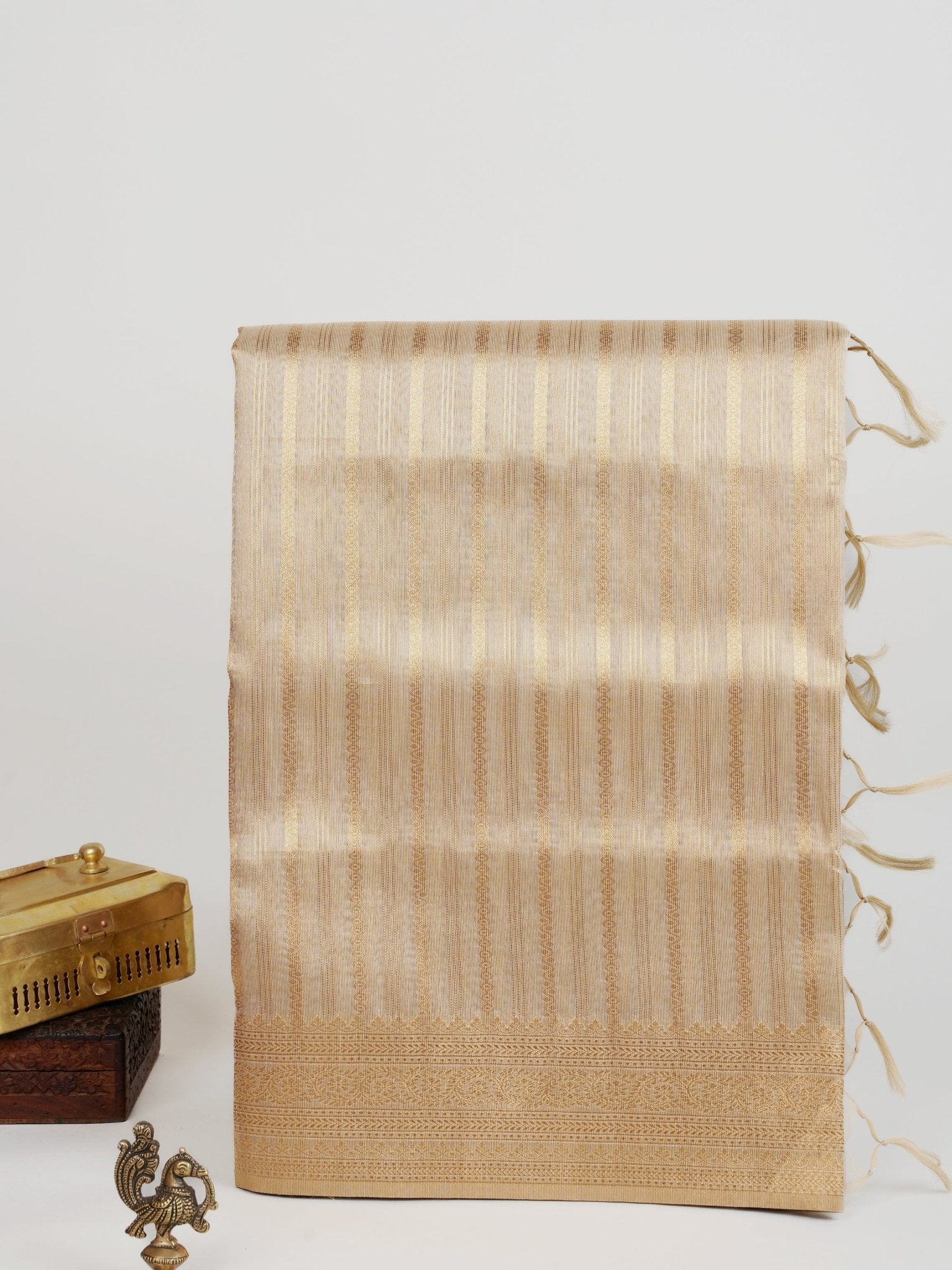 tissue Gold Kora Semi Tissue - Manoranjitham Weaves - Handloom Store