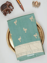 Raw Mango Teal 100% Pure Katan Silk - Manoranjitham Weaves - Handloom Store